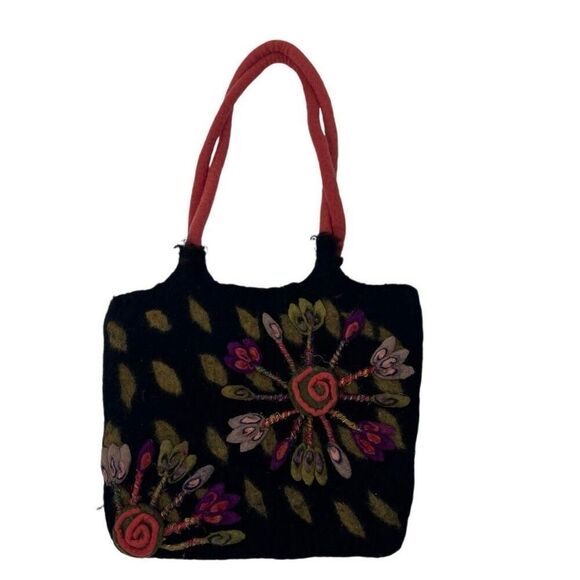 Rising Tide Floral Design Wool Handbag - Picture 1 of 12
